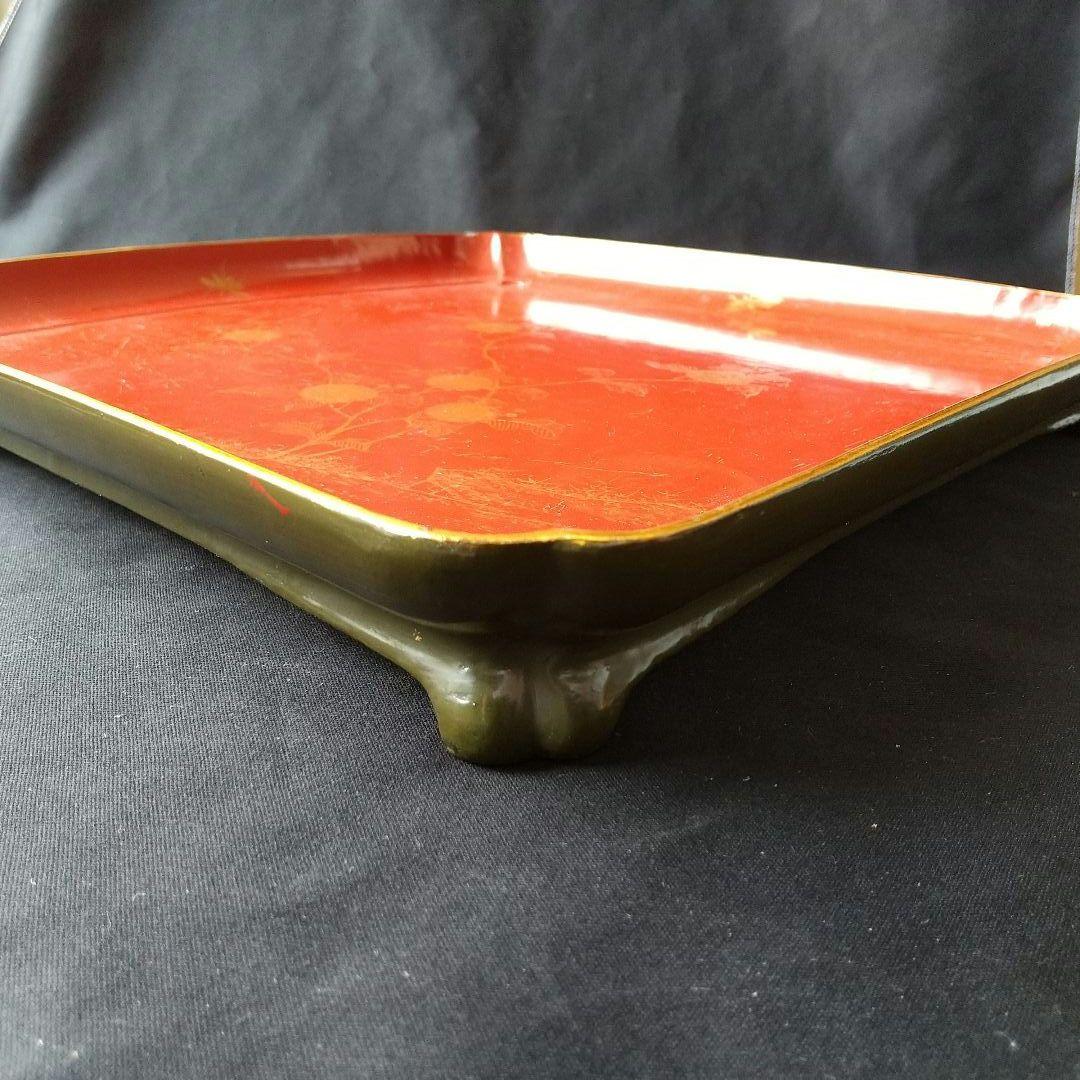 琉球漆器 江戸時代 足付 盆 貴重 骨董 茶道具