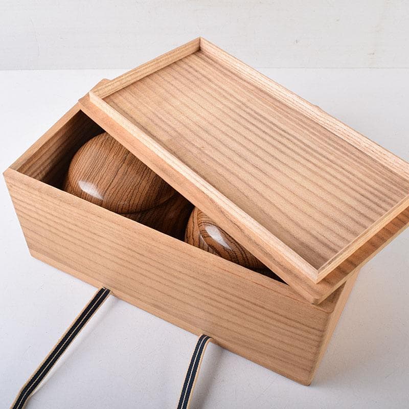 くずもち　碁石　本蛤碁石　那智黒碁石　碁笥　一套　時代箱付　M　R8687