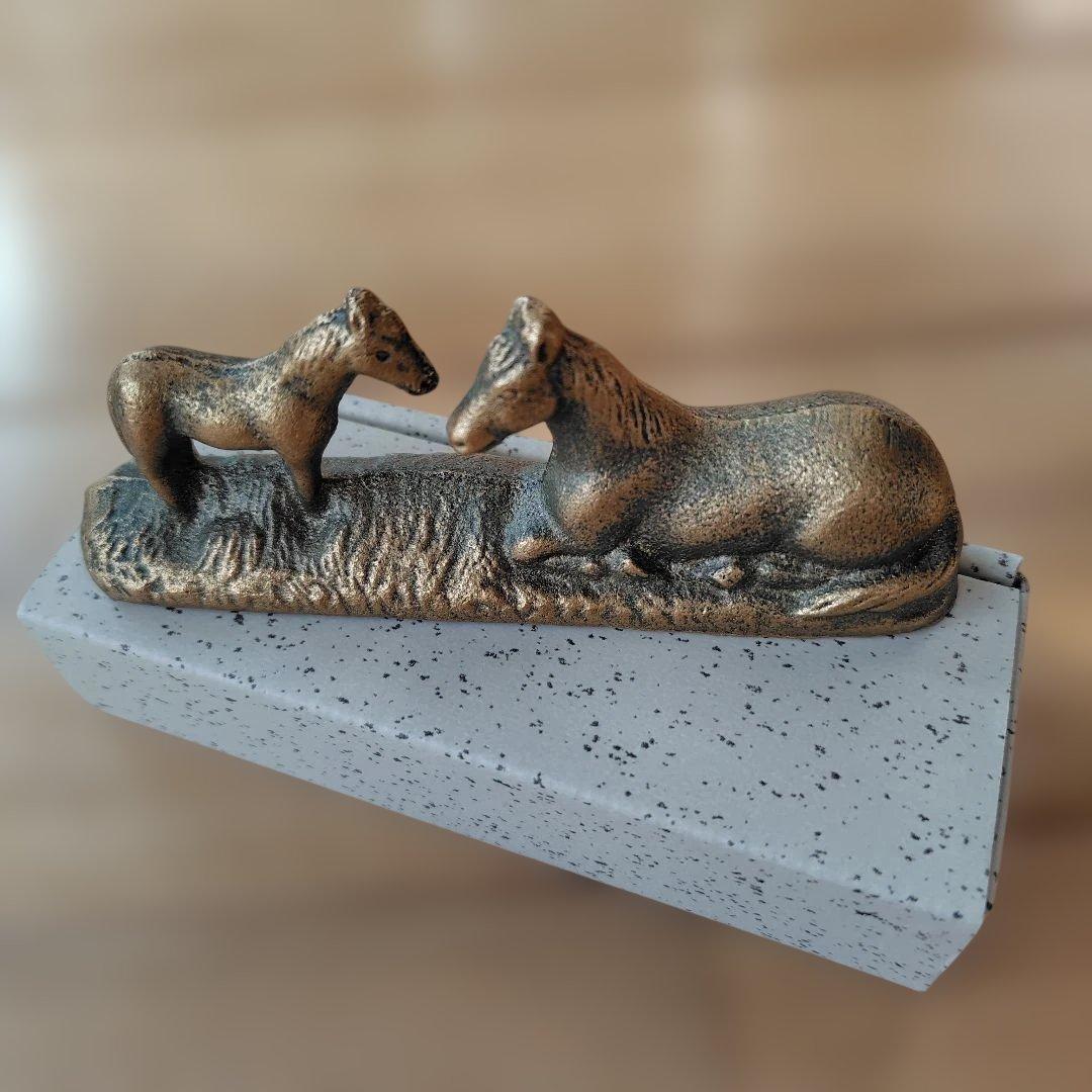 文鎮 馬の親子 高岡銅 鉄器 - メルカリ