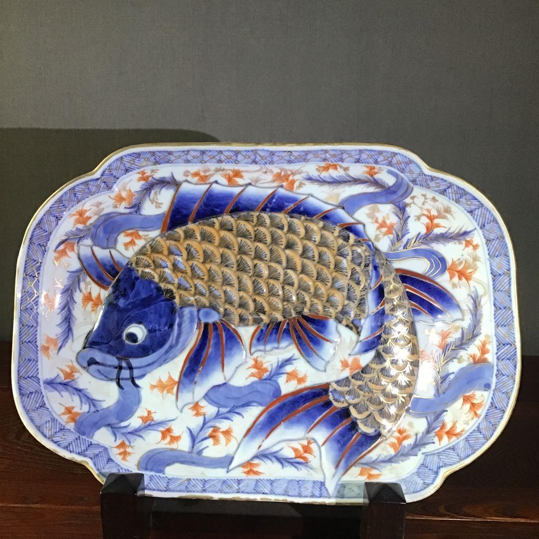 献上古伊万里花篭手大鉢江戸期