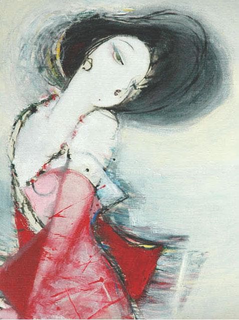 油絵 菅家令子 絵 絵画 インテリア F6-082711 人物 女性像