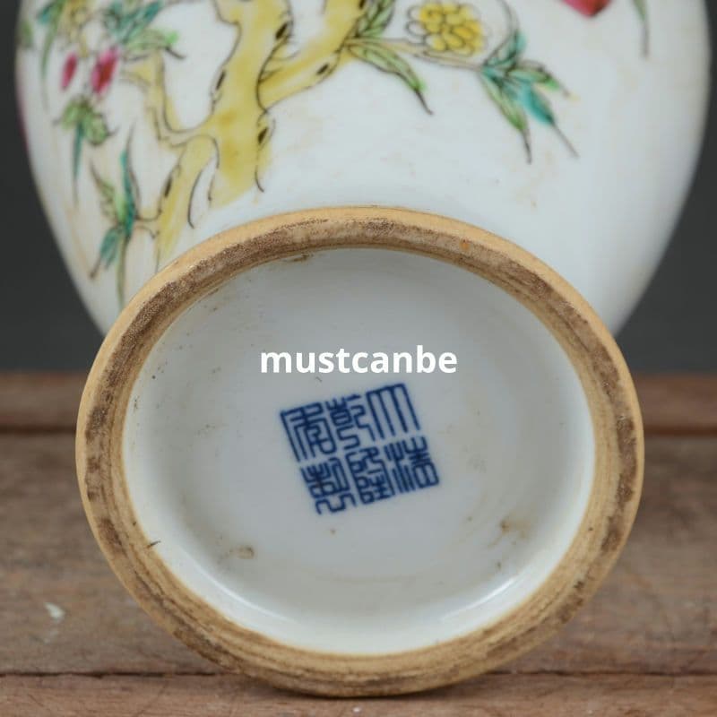 清乾隆粉彩九桃橄欖瓶花瓶 景徳鎮 陶磁器 装飾品 現代