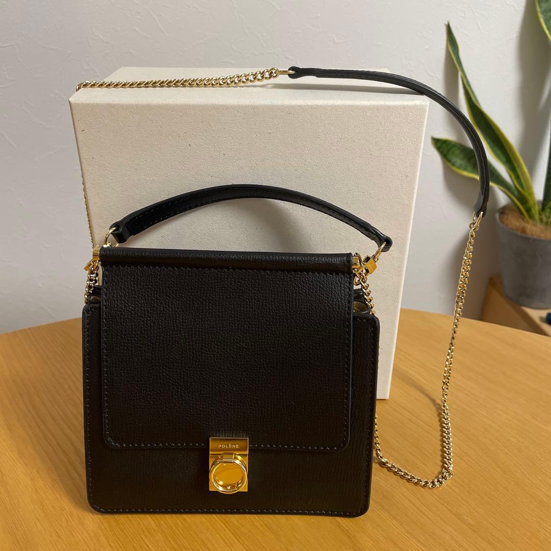 POLÈNE Numéro Sept Mini ブラックハンドバッグ