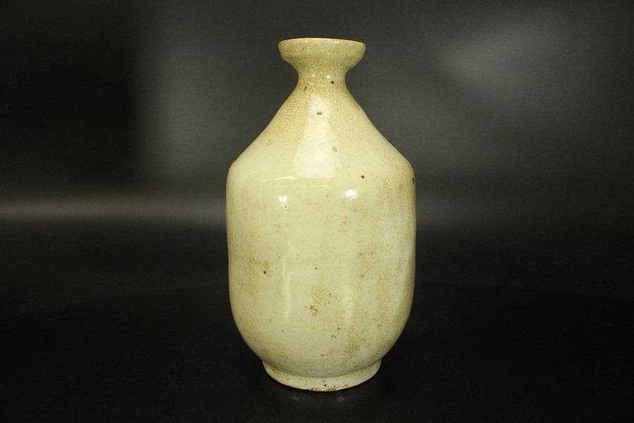 骨董 李朝 白磁 雨漏り手 瓶 時代物(A444)