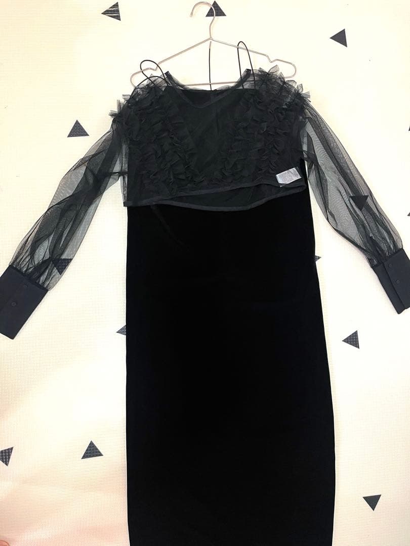 CAPRICIEUX LE´MAGE チュールフリルベロアワンピース ブラック