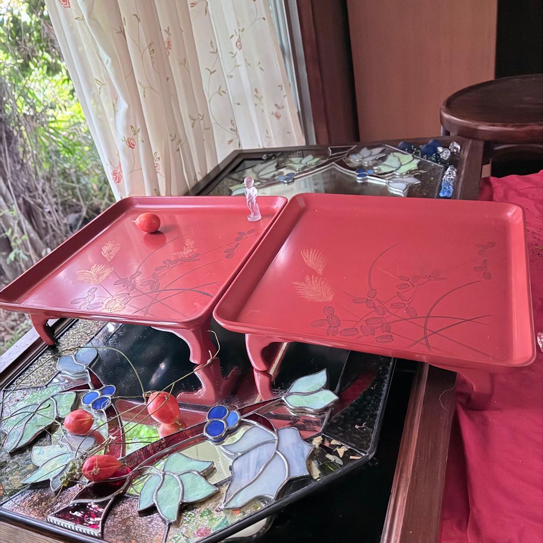 2209様感謝‼️特別価格‼️節目JAPAN GOZENGOLDすすき沈金朱御膳5客