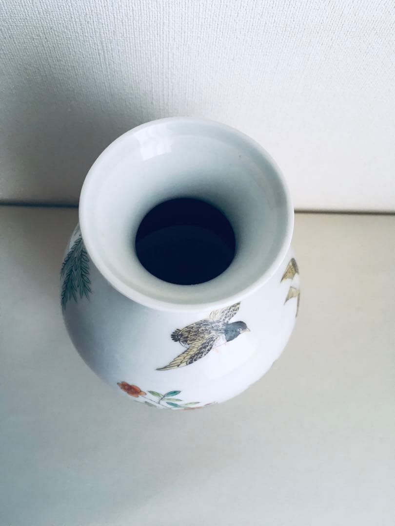 清朝乾隆宮廷琺琅彩竹菊鹌鹑图瓶 稀少芸術珍品 （上海博物館監製）