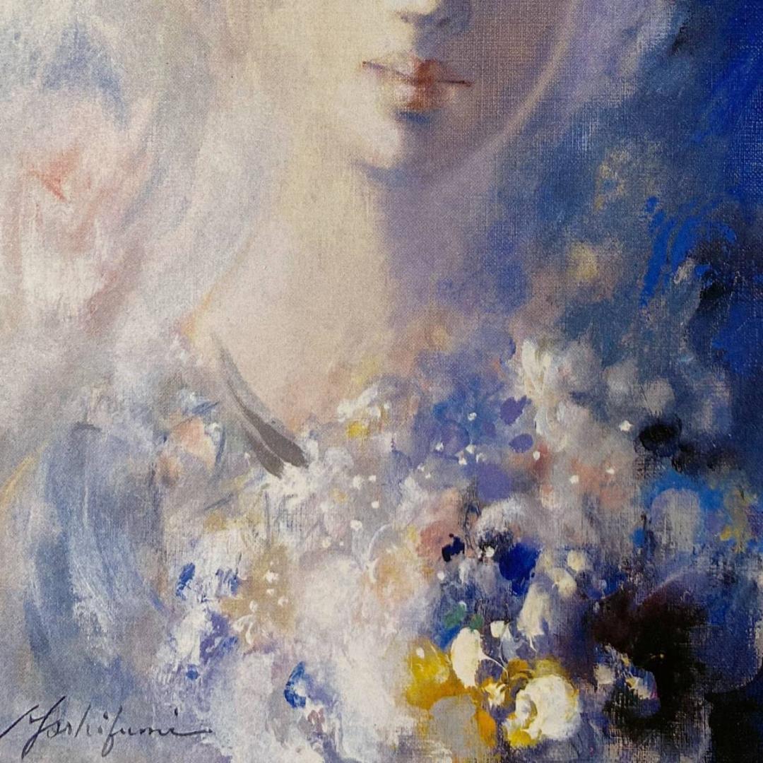 渡辺芳文、【花】、希少な画集より、新品額装付、マット額装付き