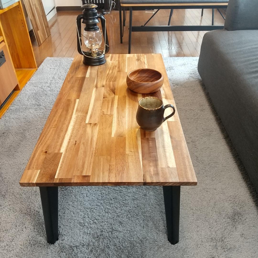 アカシア無垢集成材折りたたみローテーブル【900mm×450mm】 - メルカリ
