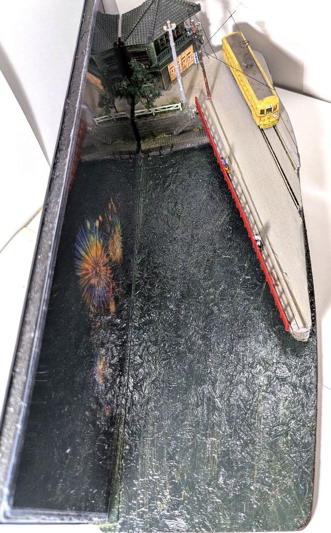 ジ*番様 Nゲージ・情景ジオラマ【橋から眺める花火…】