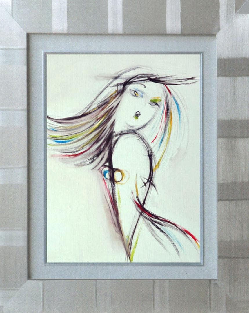 油絵 菅家令子 絵 絵画 インテリア 額付(黒) F4-080214 人物 女性