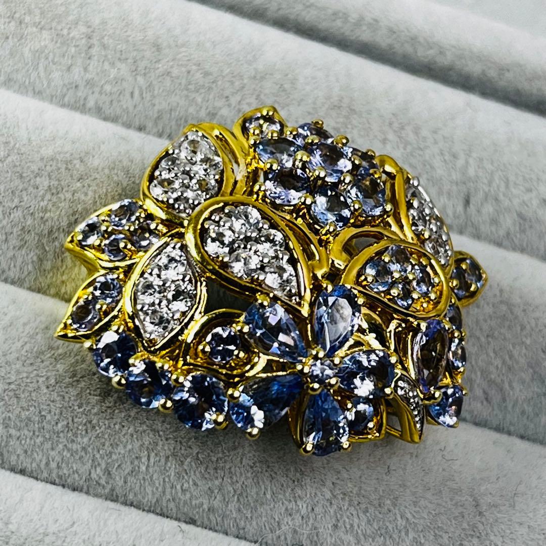 【美品】gstv ジュエリー　タンザナイト ホワイトジルコン リング　14号