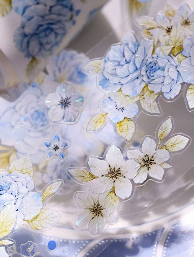 贝壳光 涧石蓝 ダイカット加工 5.5cm×6m 海外マスキングテープ