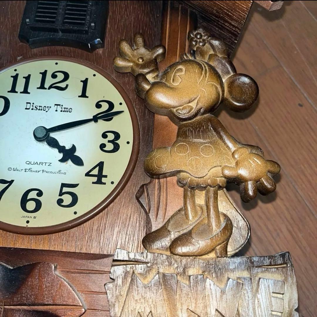 時計 SEIKO ／希少 木彫り アンティーク ディズニータイム