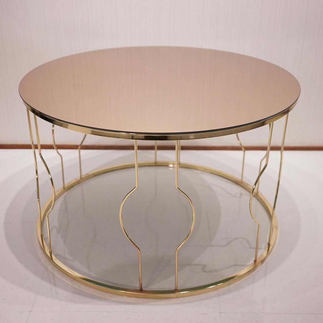 輸入品/センターテーブル/リビングテーブル/ゴールド/ミラー ガラス