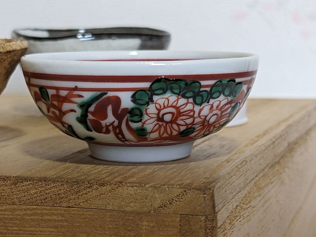 ♦京焼 清水六兵衛窯 色変わり酒器 小盃五種 黄瀬戸 唐津 赤絵九谷 共箱骨董品