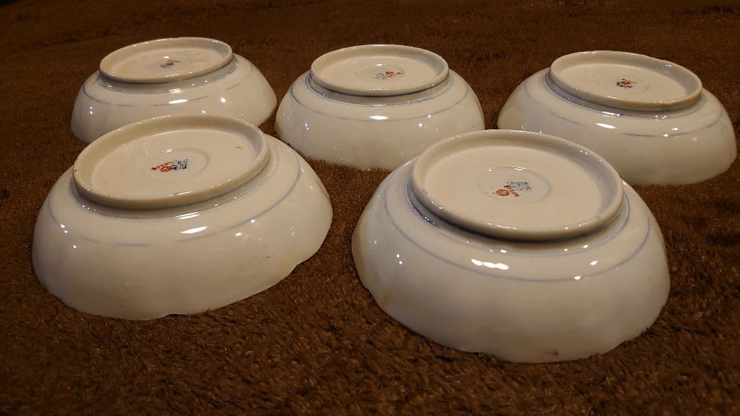 古伊万里　伊万里　色絵　なます皿　ざくろ図　５客