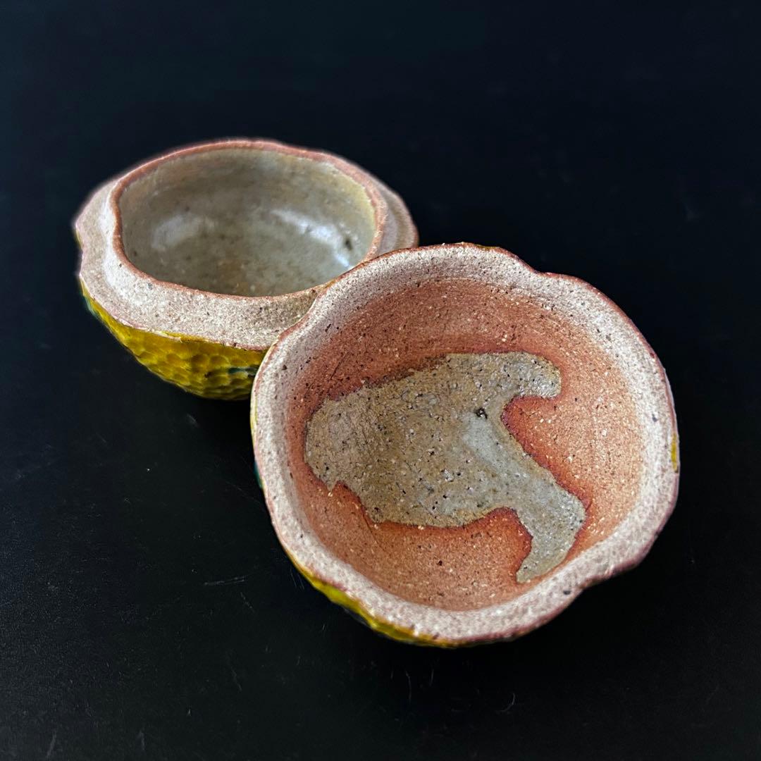 【新品】茶道具　橙　香合　中村良二　共箱　京焼　だいだい　冬　茶会　炉開き