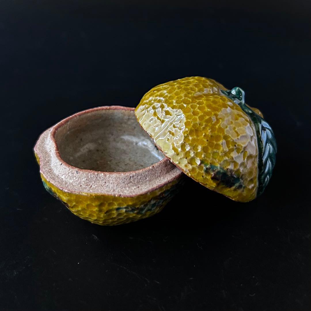 【新品】茶道具　橙　香合　中村良二　共箱　京焼　だいだい　冬　茶会　炉開き