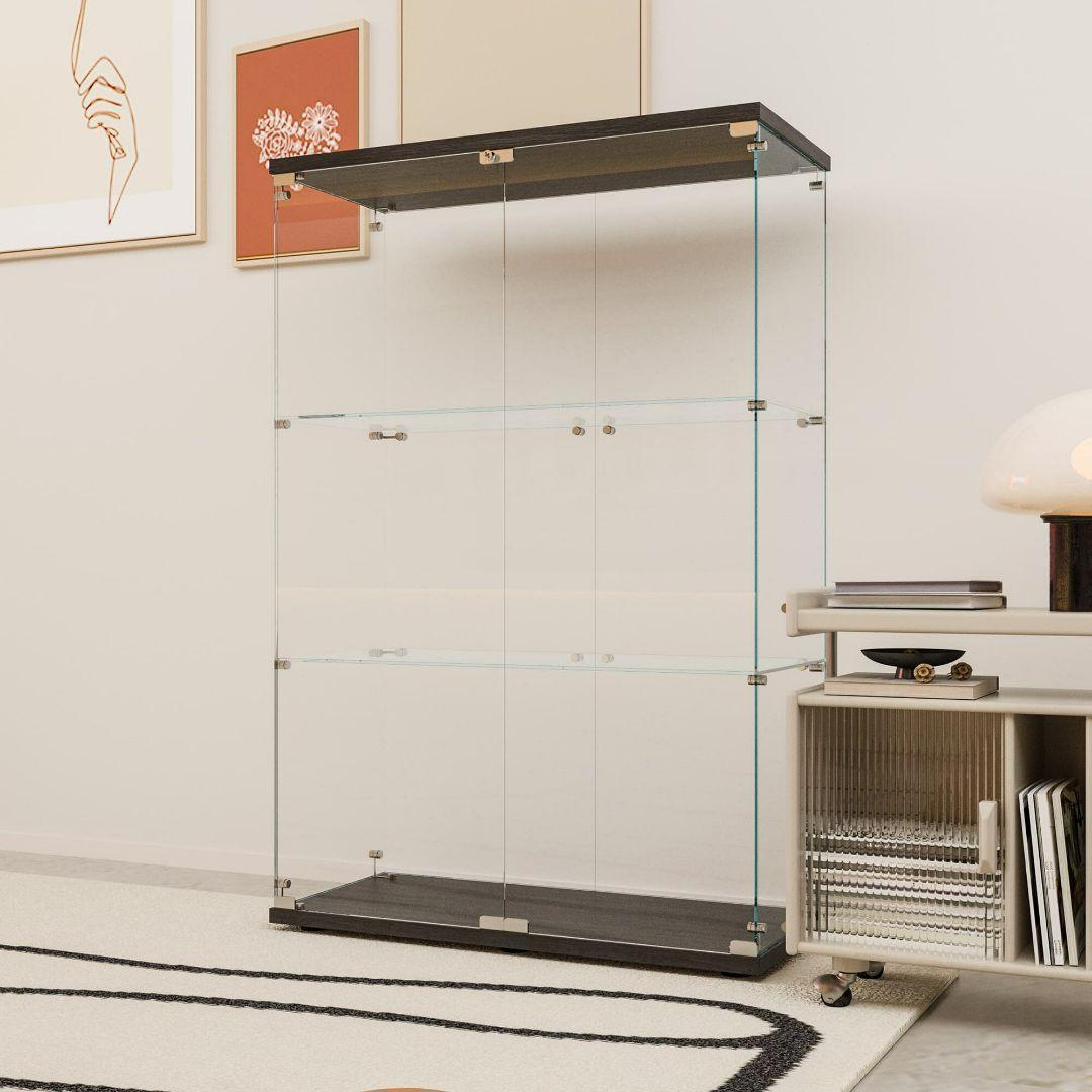 ガラスケース 3段両扉 コレクション フィギュア 棚 ショーケース 黒