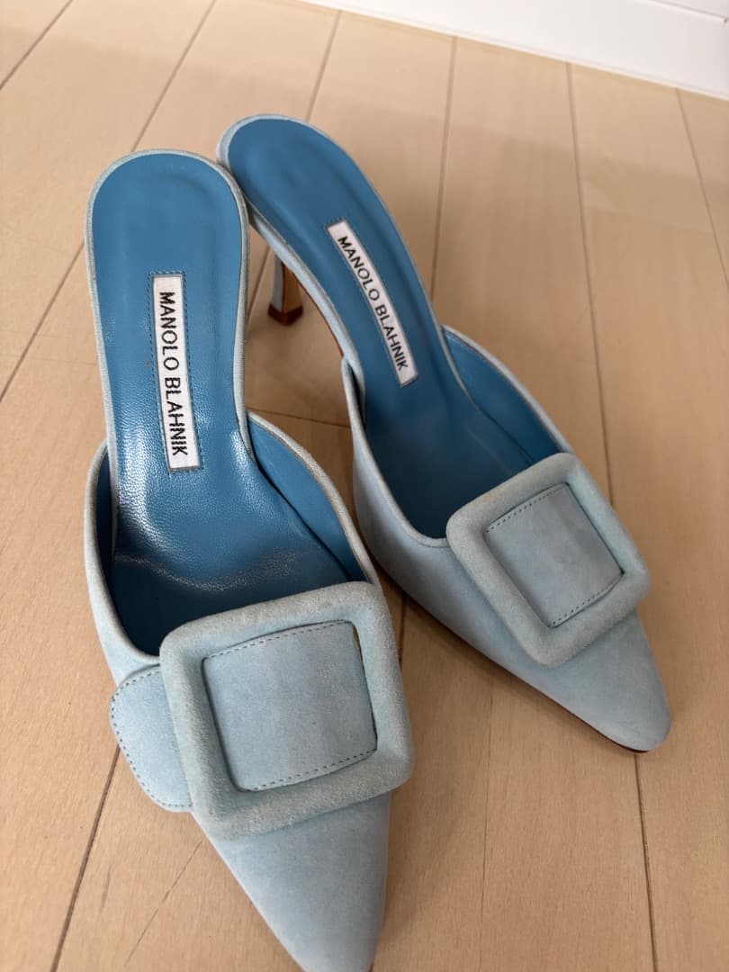 MANOLO BLAHNIK メイセールスエード ミュール　35.5