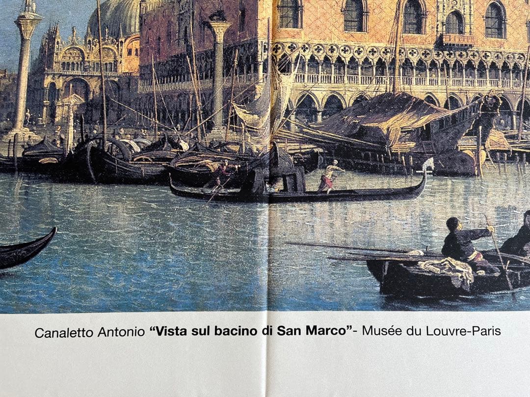 フィレンツェ製　カナレット《サンマルコ広場》　大判布製複製画約79×145cm