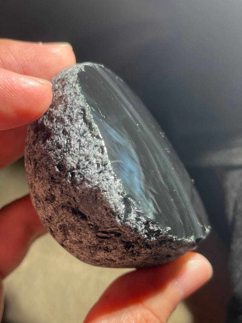 研磨品　十勝石玲瓏　ブルーベース　レインボーオブシディアン