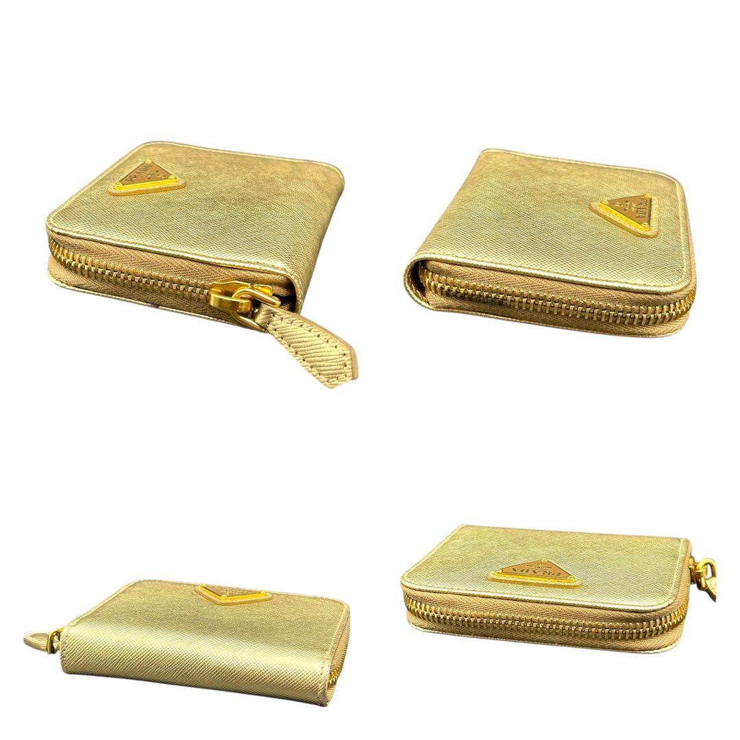 【大人気】PRADA　プラダ　レザーウォレット ゴールド系 ケース　美品