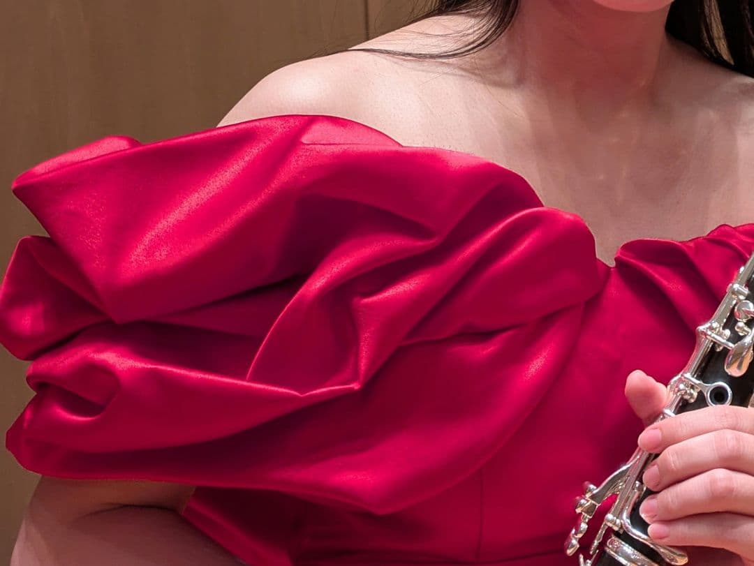 レッド　オフショルダー　ロングドレス