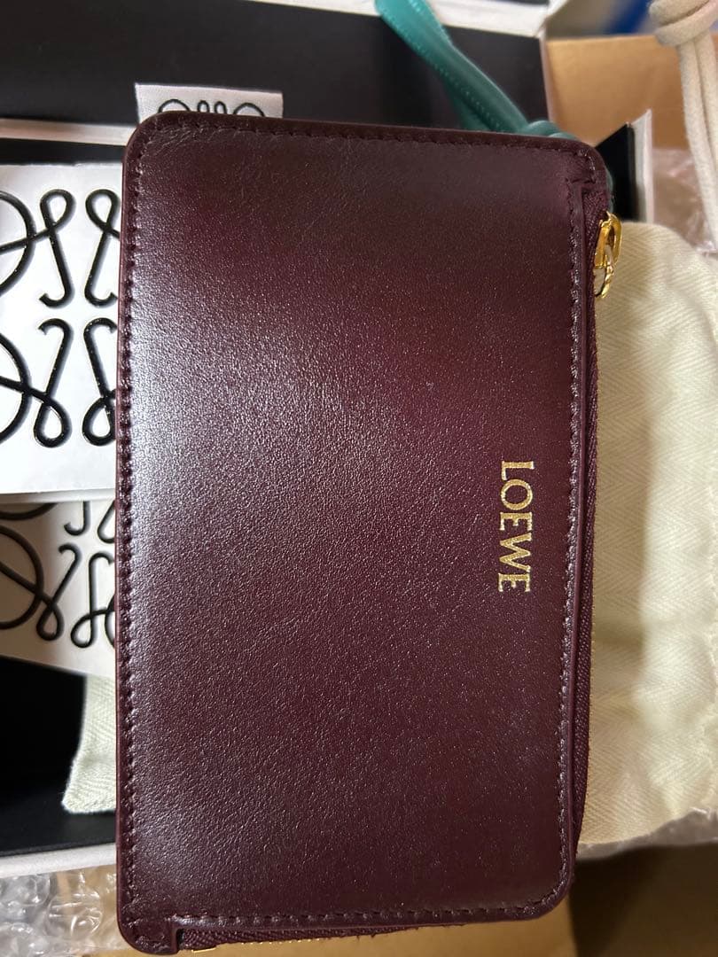 ロエベ　フラグメントケース　ノットカードホルダー　バーガンディ