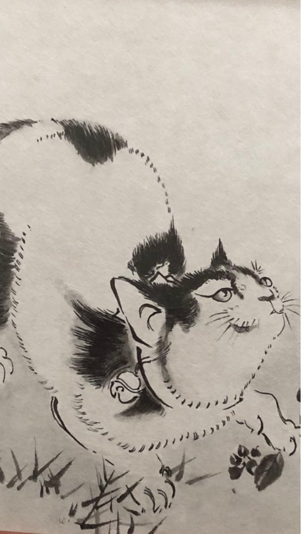 【未使用保管品】日本画　猫図