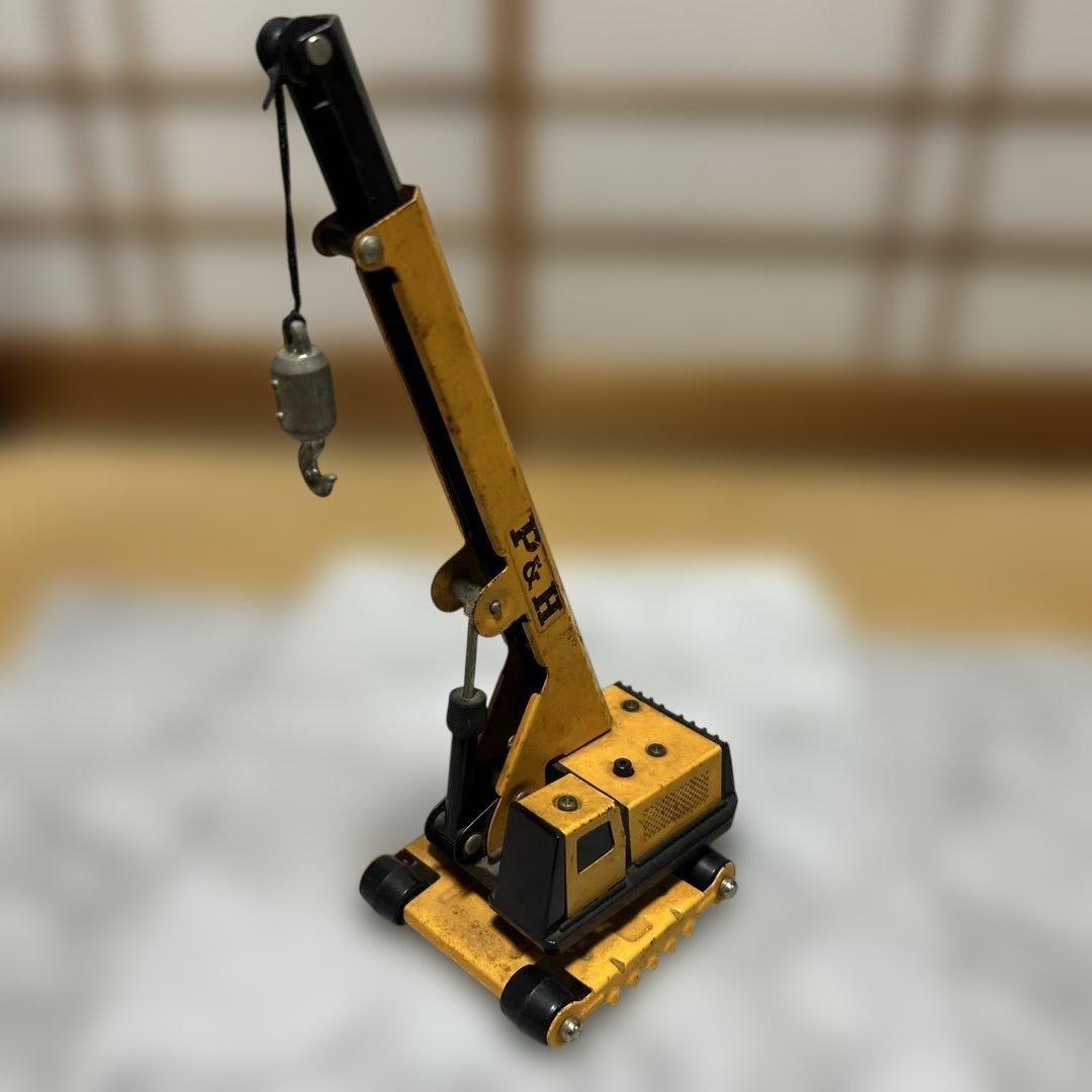 昭和レトロ　鉄のオモリの付いたクレーン車　日本製