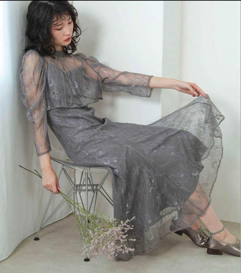 Dorry Doll ドリードール ボレロレイヤードレースドレス グレー