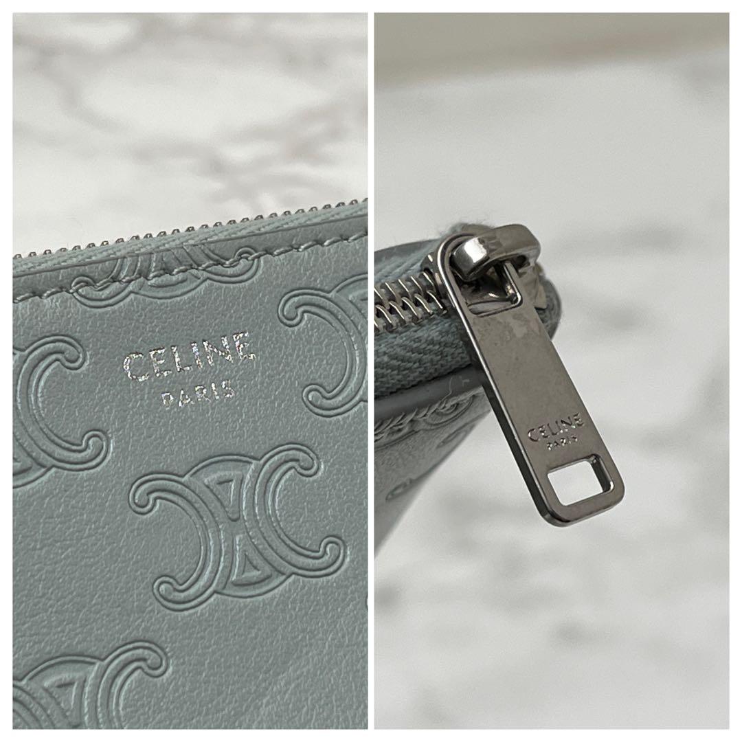 セリーヌ フック付き ＆ カードポーチ ケース くすみブルー