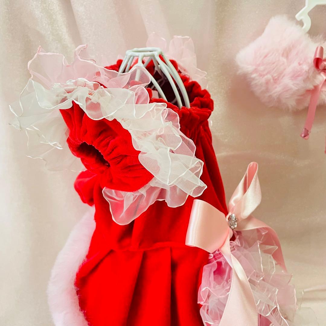 ふわふわゴージャスおめかしドレス♡ファーケープ付き♡犬服ハンドメイド