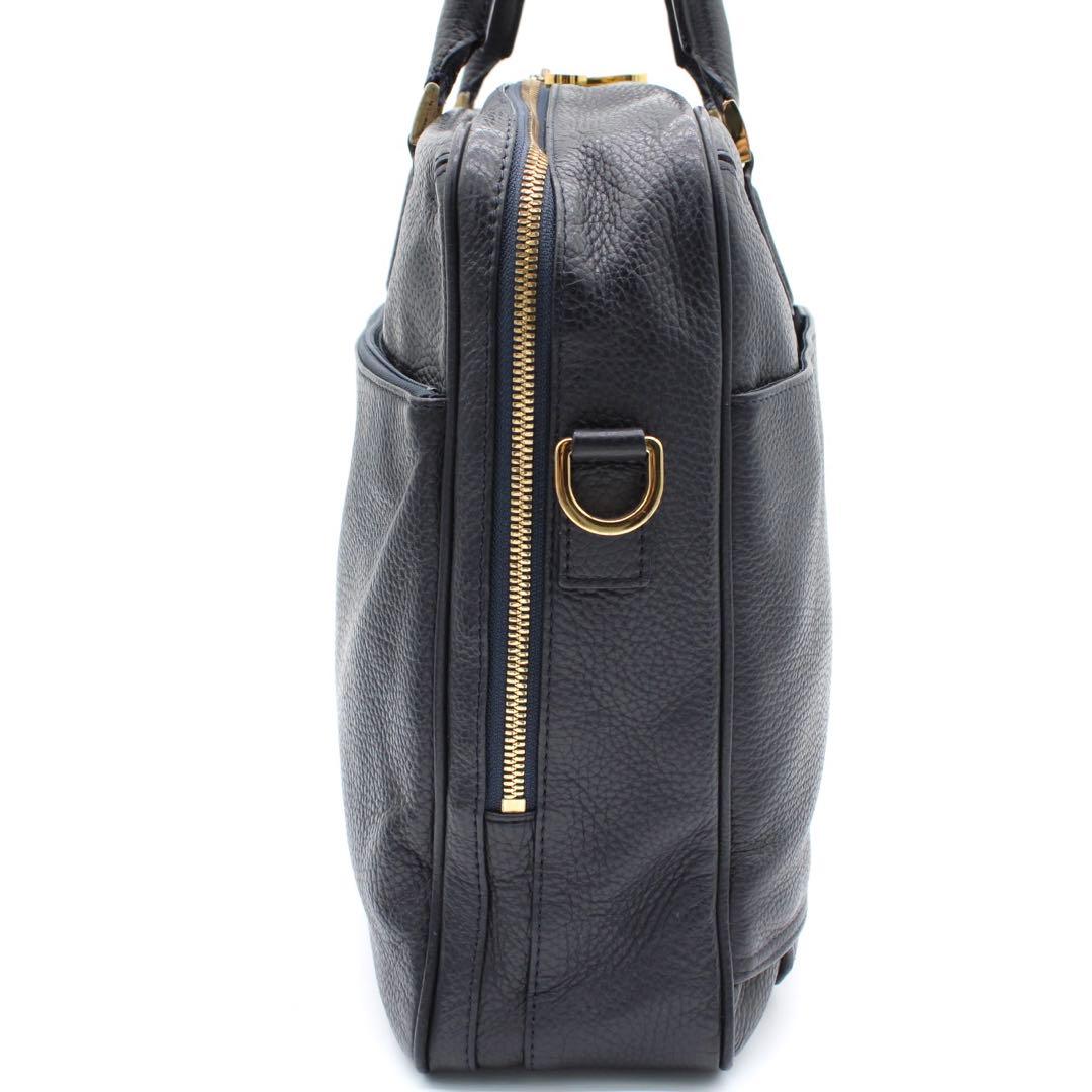 【美品】CIMABUE ビジネスバッグ ブリーフケース レザー 2WAY 紺色