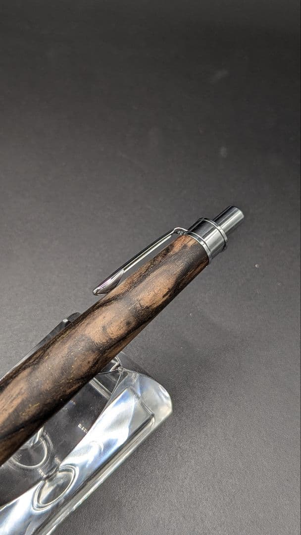 236ペン工房翌檜 極上 黒柿孔雀杢 木軸シャーペン 木軸ボールペン