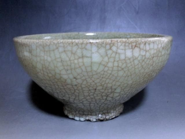 茶碗□李朝 古い氷結貫入紋茶碗 砂高台 お茶道具 古玩 唐物