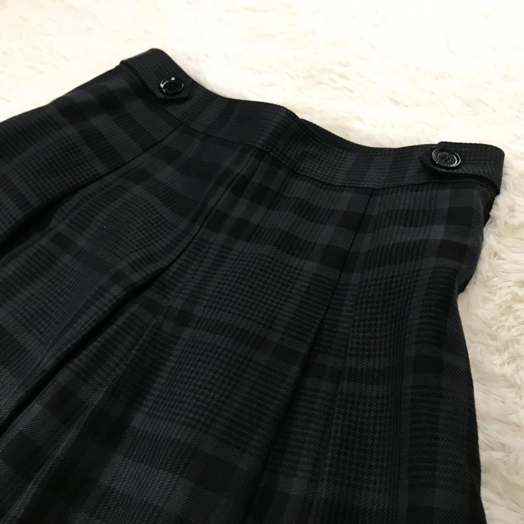極美品 BURBERRY バーバリー チェック フレアスカート ひざ丈 シルク混