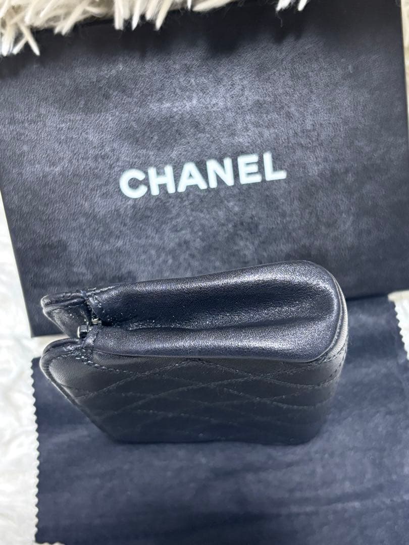 CHANEL ポーチ 小物入れ レザー ビコローレ ブラック ココマーク　箱付き