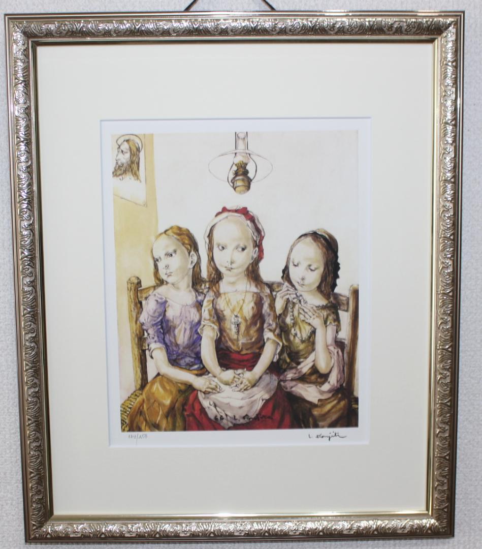 藤田嗣治 エスタンプリトグラフ「三人の少女」 179/250 - メルカリ
