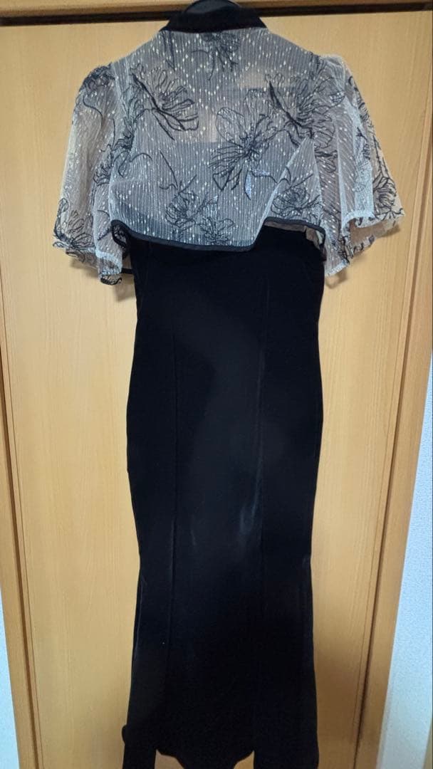 【LEJA】配色パイピング花柄刺繍ボレロ付きベロアマーメイドキャミワンピース