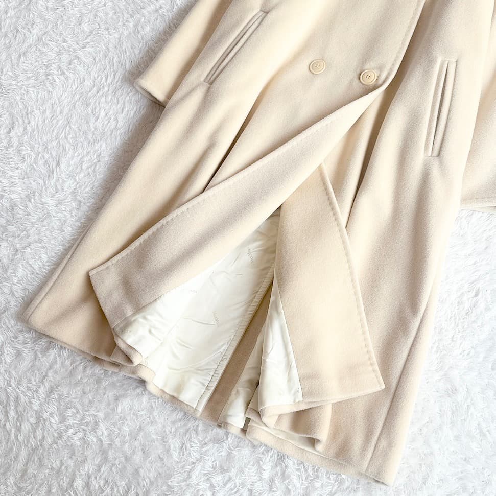 マックスマーラ◇カシミヤ混 白タグ ダブルチェスターコート ベージュ