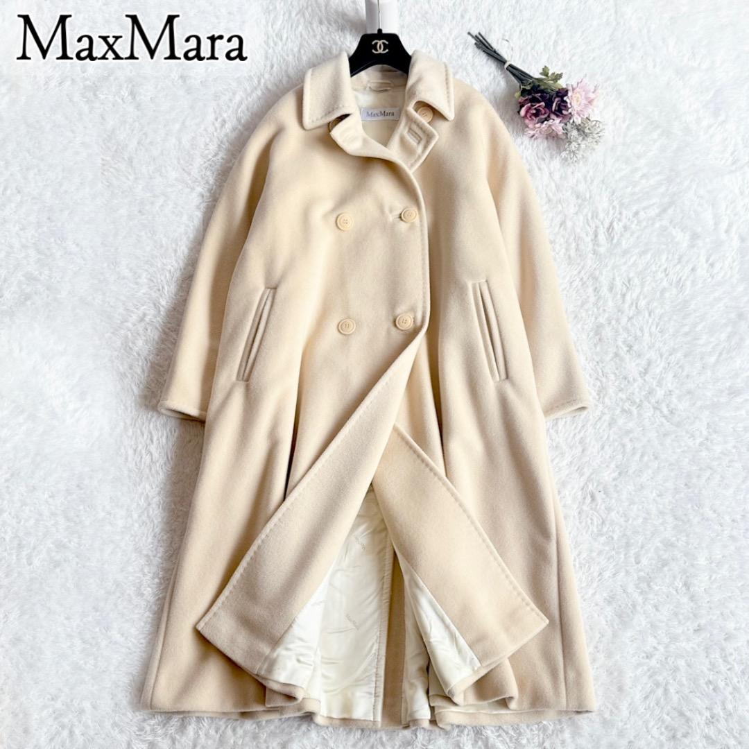 マックスマーラ◇カシミヤ混 白タグ ダブルチェスターコート ベージュ