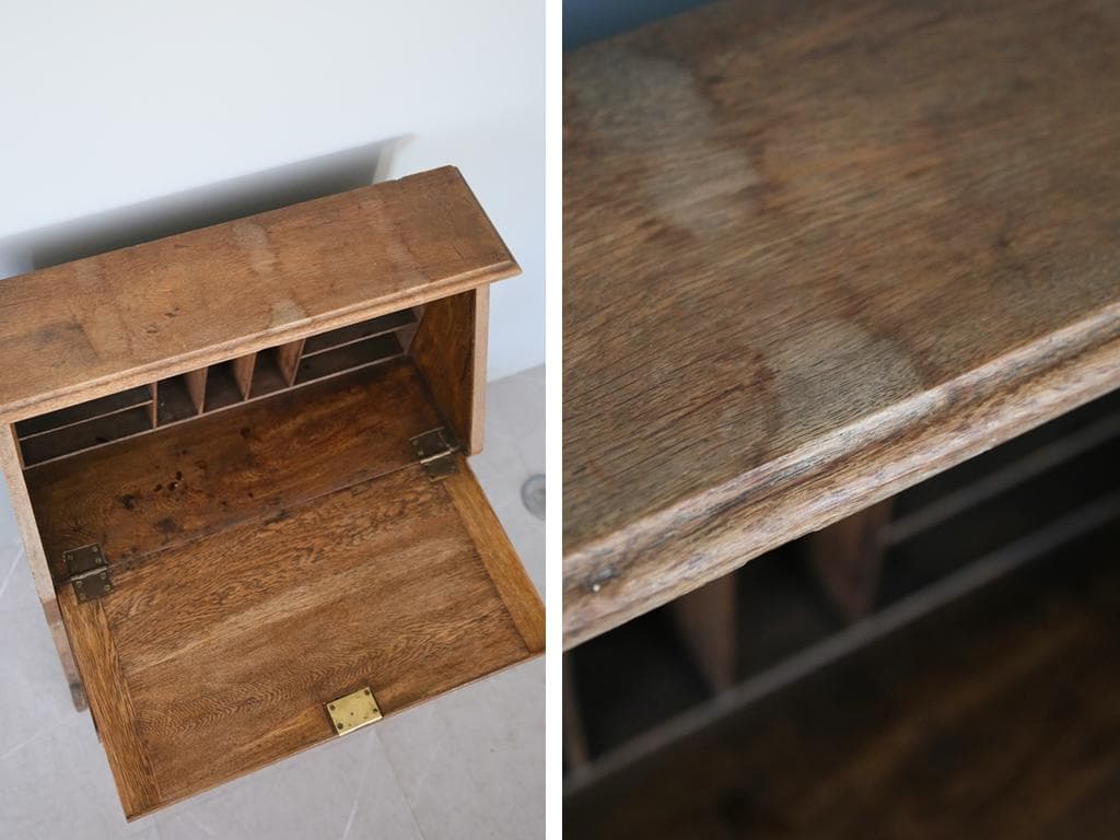 英国アンティーク木製ライティングビューロー/デスク/収納式/勉強机(88-10)