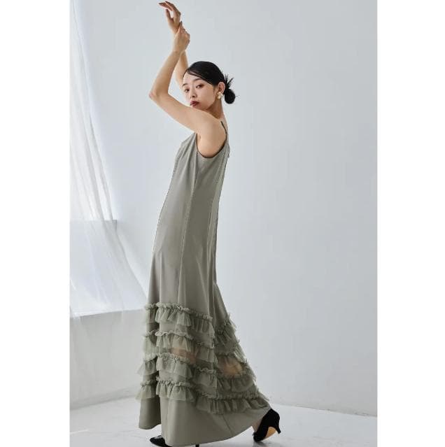 L 大きいサイズ niana ニアナ トランスペアレントヘムセットアップドレス