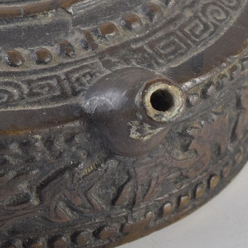 中国　書道具　古銅　花文　水滴　N　6931