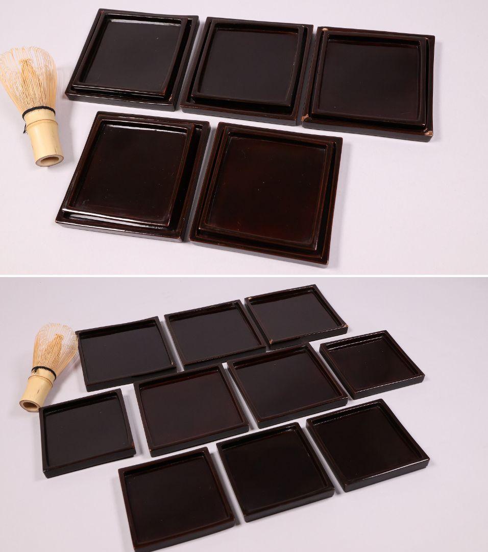 漆芸時代 蒔絵野弁当 四段重箱 草花 金蒔絵 木皿 木製漆器 詩歌【MA695】