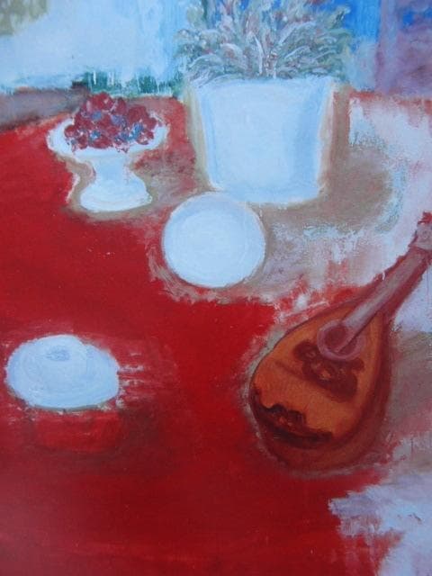 柴田 賢治郎 【赤いテーブルの静物・09ーA】 希少画集画、状態良好