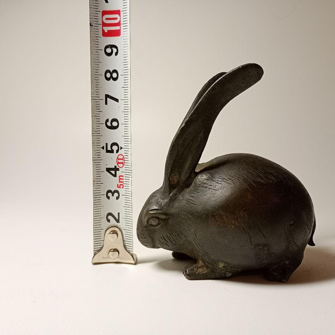 古銅うさぎ置物時代物